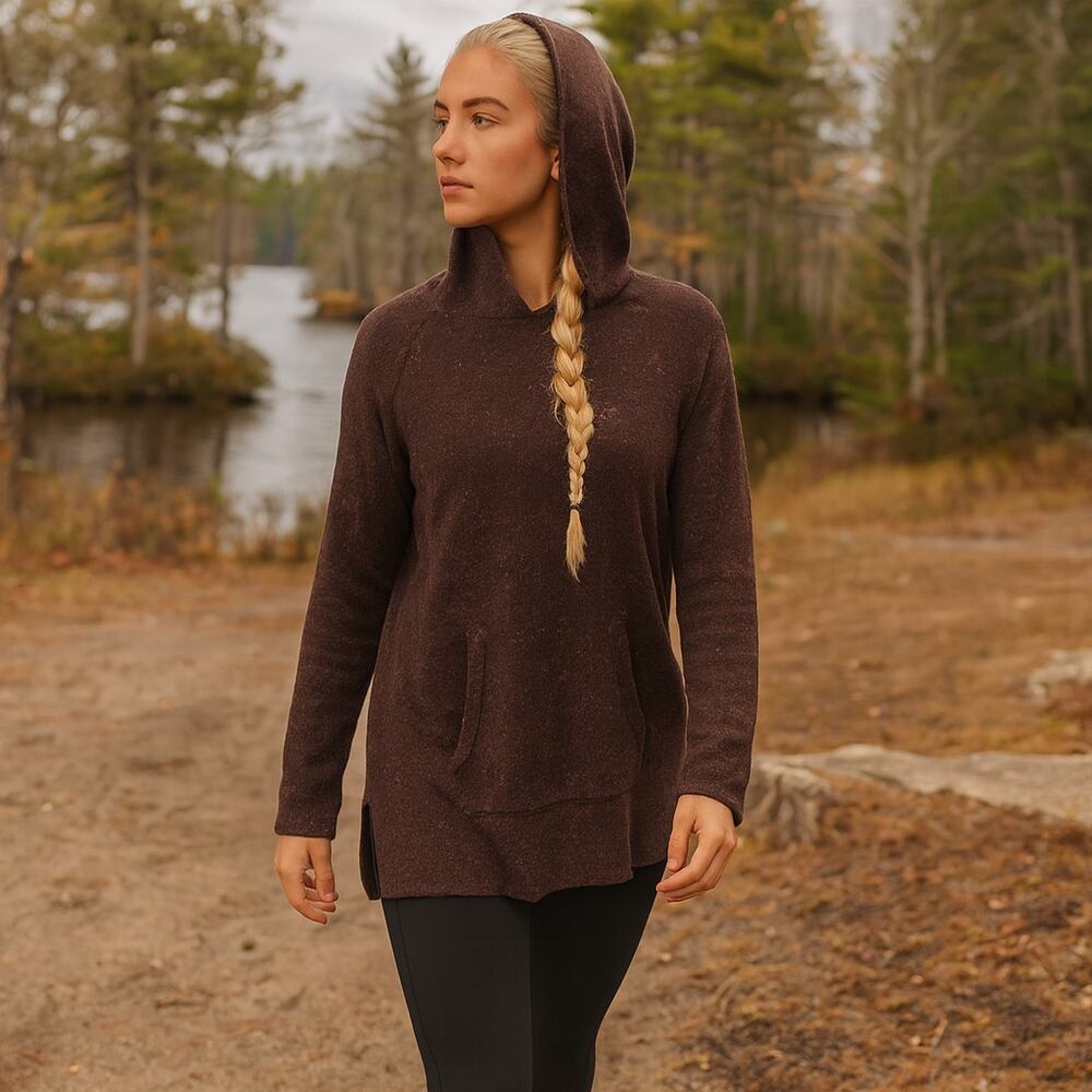 Prana burgundy hooded sweater size XS